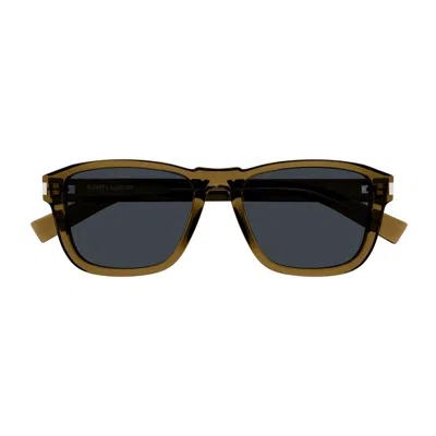 Saint Laurent Logo Sunglasses In Brown