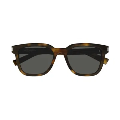 Saint Laurent Logo Sunglasses In Brown