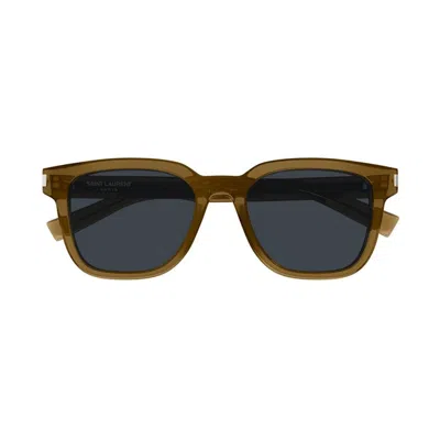 Saint Laurent Logo Sunglasses In Brown