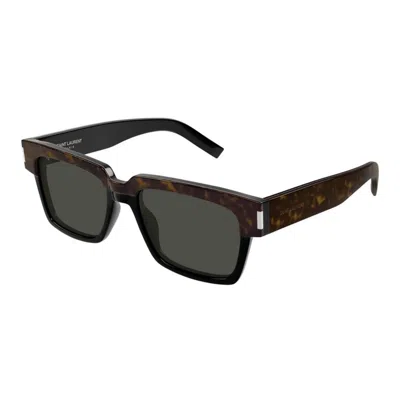 Saint Laurent Sl 789 Jacques Linea Corner Angle 002 Havana Crystal Grey Sunglasses In Brown