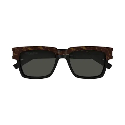 Saint Laurent Sl 789 Jacques Linea Corner Angle 002 Havana Crystal Grey Sunglasses In Brown