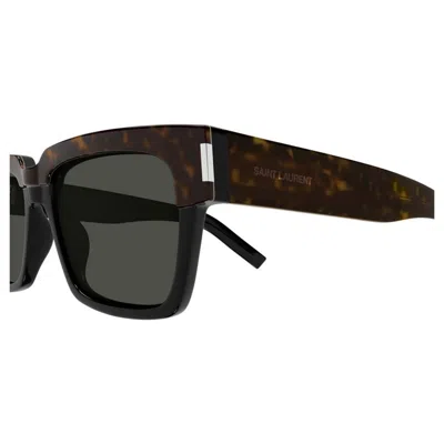 Saint Laurent Sl 789 Jacques Linea Corner Angle 002 Havana Crystal Grey Sunglasses In Brown