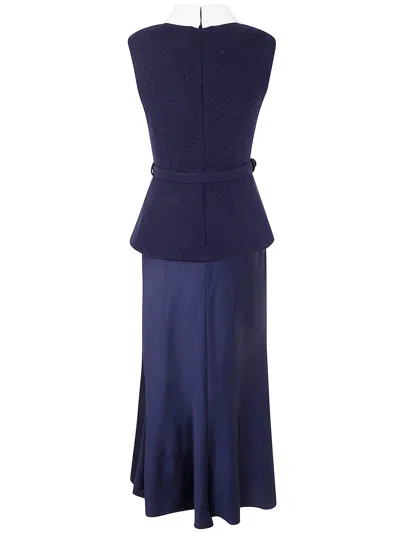 Self-portrait Self Portrait Navy Boucle Sleeveless Midi Dress In Blue