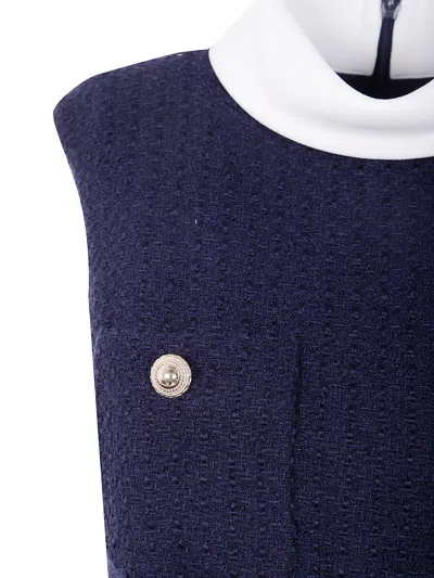 Self-portrait Self Portrait Navy Boucle Sleeveless Midi Dress In Blue