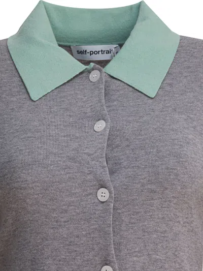 Self-portrait Buttoned Wool Cardigan In Gray