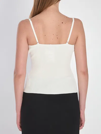 Self-portrait Lace-trimmed Ribbed Top