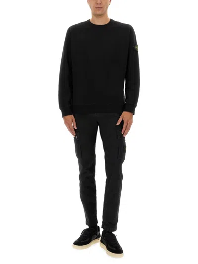 Stone Island Cotton Sweatshirt In Black