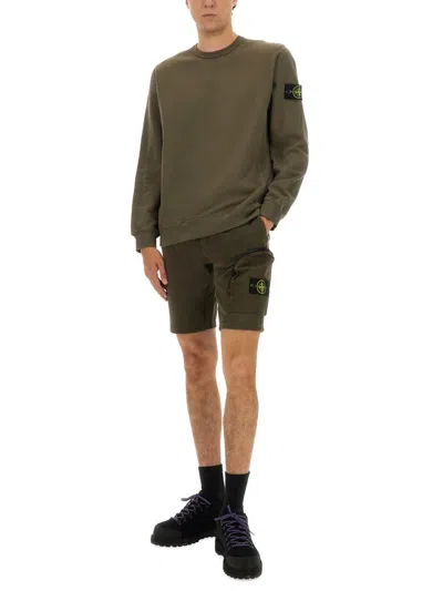 Stone Island Green Cotton Sweatshirts In Brown