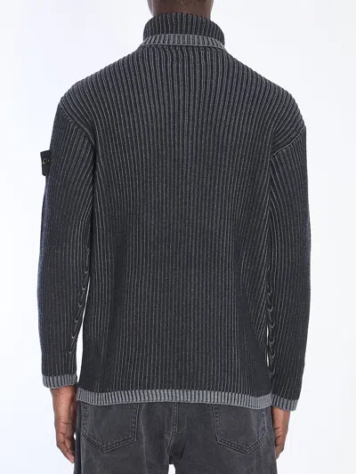Stone Island Melange Charcoal Wool Sweater In Gray
