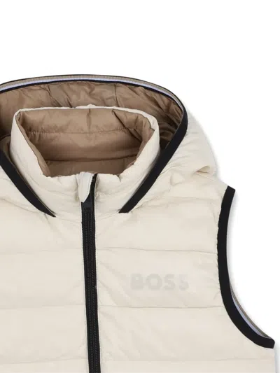 Bosswear Hooded Puffer Vest In Neutral