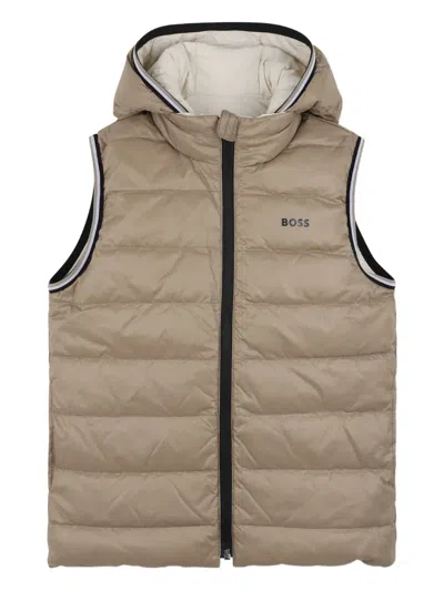Bosswear Hooded Puffer Vest In Neutral