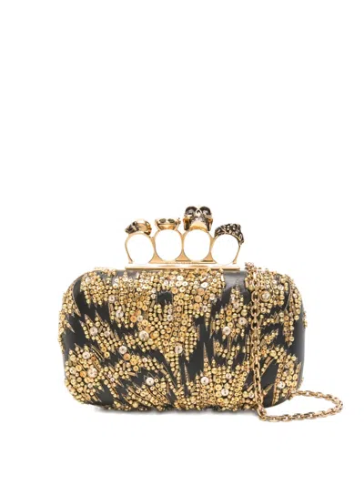 Alexander Mcqueen Skull-ring Embellished Clutch Bag