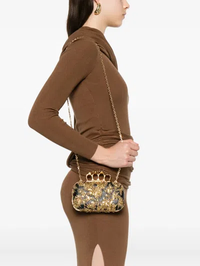 Alexander Mcqueen Skull-ring Embellished Clutch Bag
