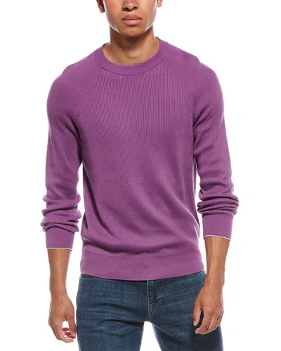 Brunello Cucinelli Soft Texture Crewneck Sweater With Ribbed Cuffs In Purple