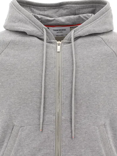 Thom Browne 4-bar Zip-up Hoodie In Gray