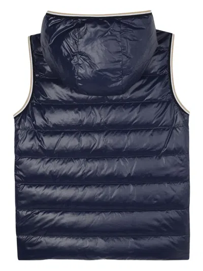 Bosswear Reversible Padded Hooded Gilet In Blue