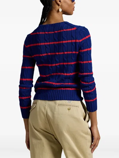 Polo Ralph Lauren Striped Cable-knit Sweater In Blue