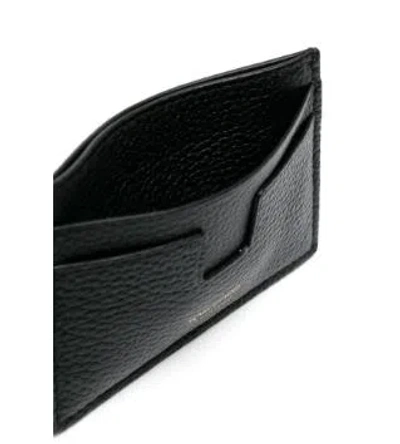 Tom Ford Black Card Holder With Embossed Logo Lettering On The Front In Grained Leather Man