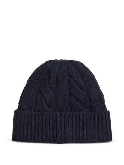 Polo Ralph Lauren Midnight Blue Wool Blend Beanie Hat In Blue