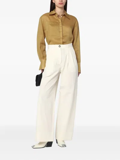 Mark Kenly Domino Tan Loose Sigga Shirt In Ramie