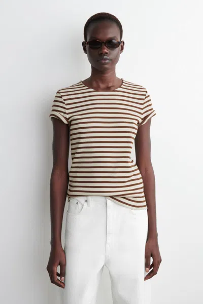 Cos T-shirt Court Slim Côtelé