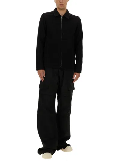 Rick Owens Collared Shirt Jacket Featuring Front Pockets In Black