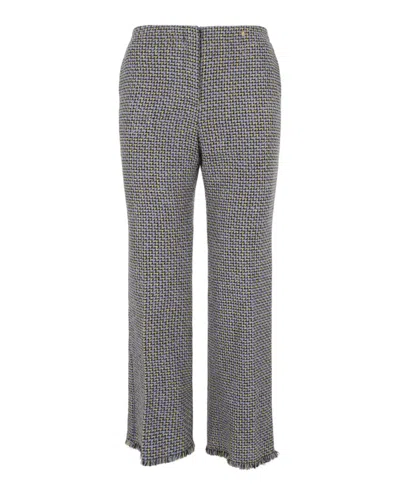 Versace Cotton-blend Tweed Bootcut Pants In Black