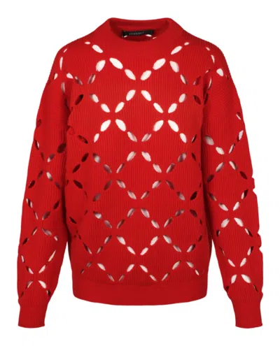 Versace Wool Cutout Sweater Woman Sweater Red Size 6 Wool In Red