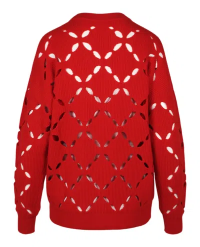 Versace Wool Cutout Sweater Woman Sweater Red Size 6 Wool In Red