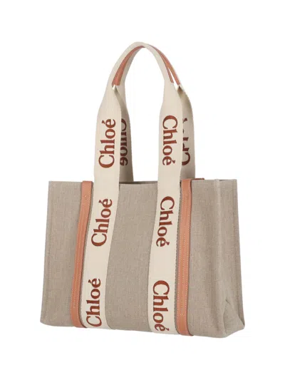Chloé Beige Structured Tote Bag With Branded Straps