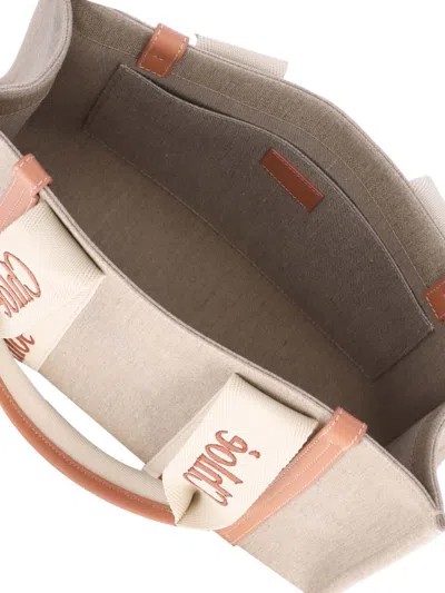 Chloé Beige Structured Tote Bag With Branded Straps