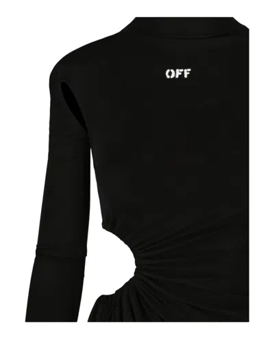 Off-white Black Cut-out Midi Dress In Black