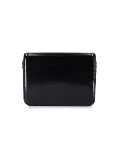 Tory Burch "robinson" Shoulder Bag In Black Brushed Patent Leather