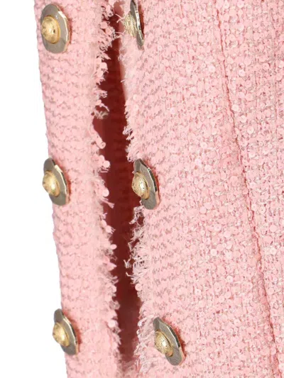 Balmain Tweed Jacket With All-over Sequins And Structured Shoulders In Pink