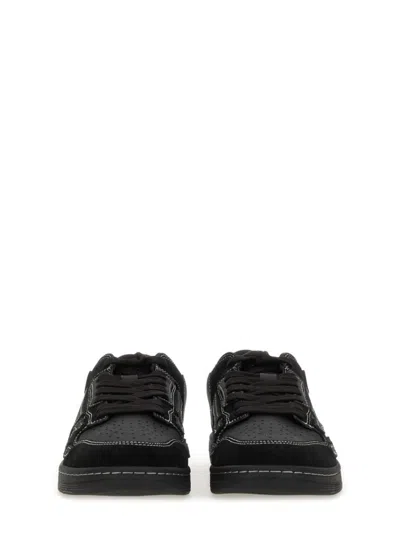 Amiri Sneaker Skel Top Low Black In Leather And Suede Men