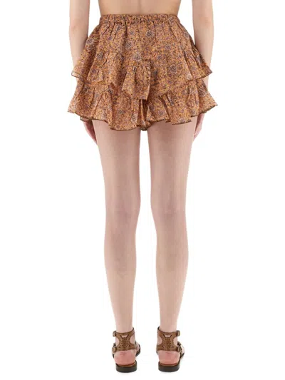 Isabel Marant Étoile Layered Floral Print Skirt With Ruched Waistband
