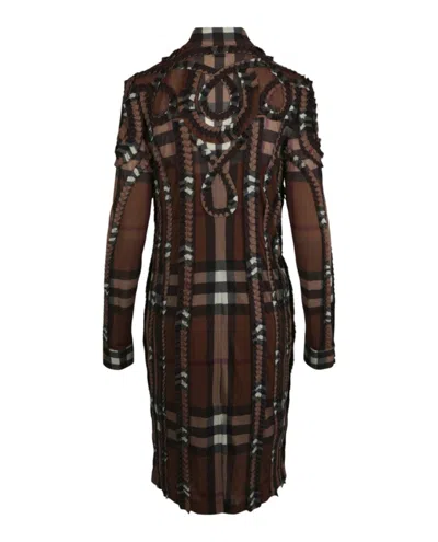 Burberry Pleated Button-down Shirt Dress In Brown