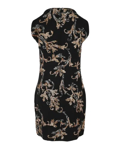 Versace Acanthus Leaf Sequin & Crystal Embellished Minidress In Black