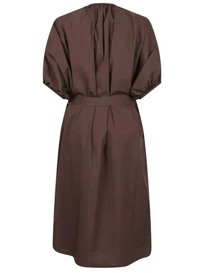 Brunello Cucinelli Balloon Sleeve Cotton Poplin Dress With Monili Embroidery