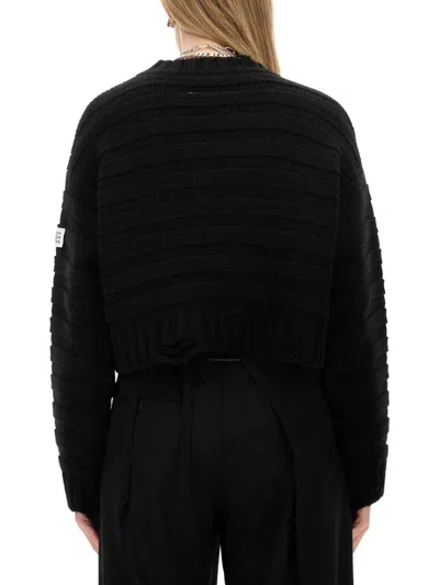 Mm6 Maison Margiela Mm6 By Maison Margiela Textured Knit Cropped Sweater In Black