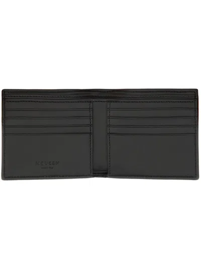 Alexander Mcqueen Calfskin Skull Bifold Card Holder In Black