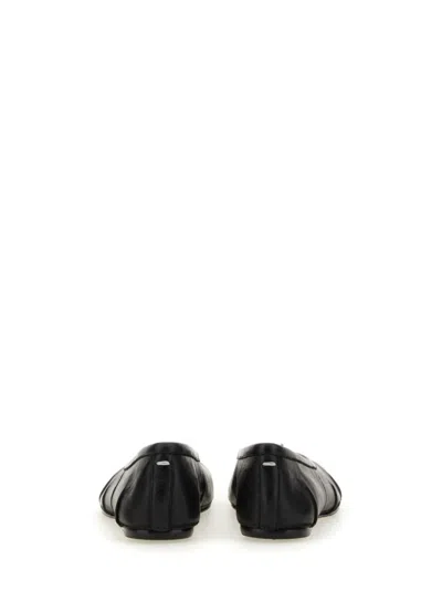 Maison Margiela Black Leather Tabi Ballerinas With Signature Detailing