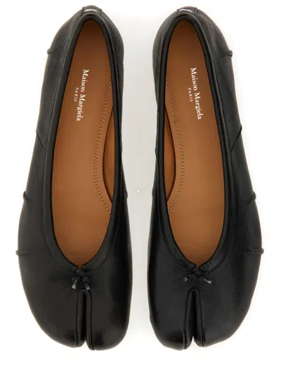 Maison Margiela Black Leather Tabi Ballerinas With Signature Detailing