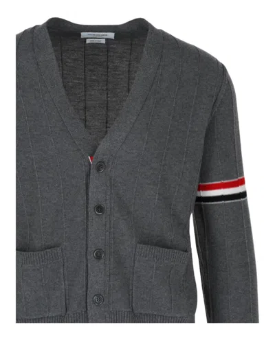 Thom Browne Wool Relaxed V-neck Armband Cardigan In Multi