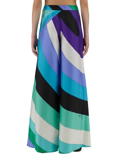 Pucci Iride Macro-print Silk Trousers In Verde Lilla In Multi