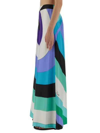 Pucci Iride Macro-print Silk Trousers In Verde Lilla In Multi
