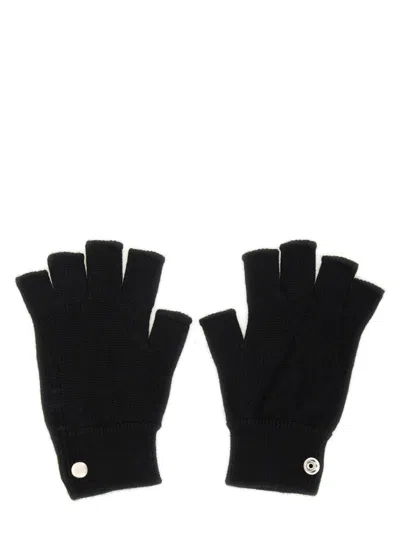 Rick Owens Knuckle Buttoned Ribbed Fingerless Gloves In Black