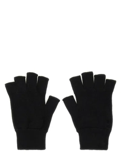 Rick Owens Knuckle Buttoned Ribbed Fingerless Gloves In Black