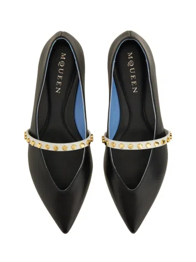 Alexander Mcqueen Leather Ballerina Flats With Pointed Toe