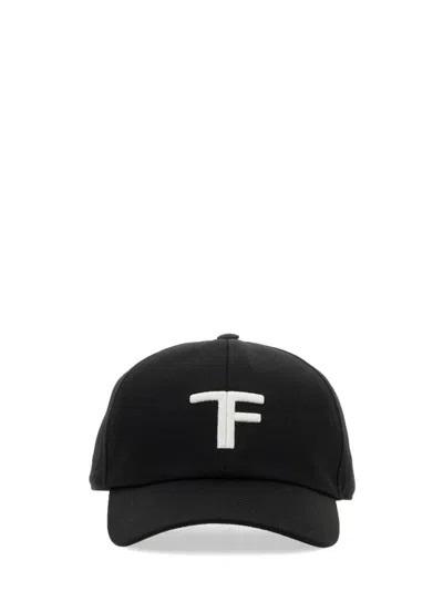 Tom Ford Black Baseball Cap With Logo Embroidery On The Front And Logo Lettering On The Rear In Cotton Man